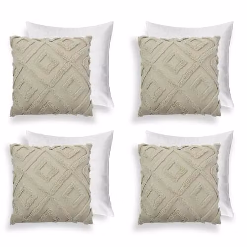 OHS 4 Pack of Super Soft Tufted Arch Design Decorative Throw Pillows with Removable Covers, Green, W/D/H: 45 x 45 x 45 cm – 1