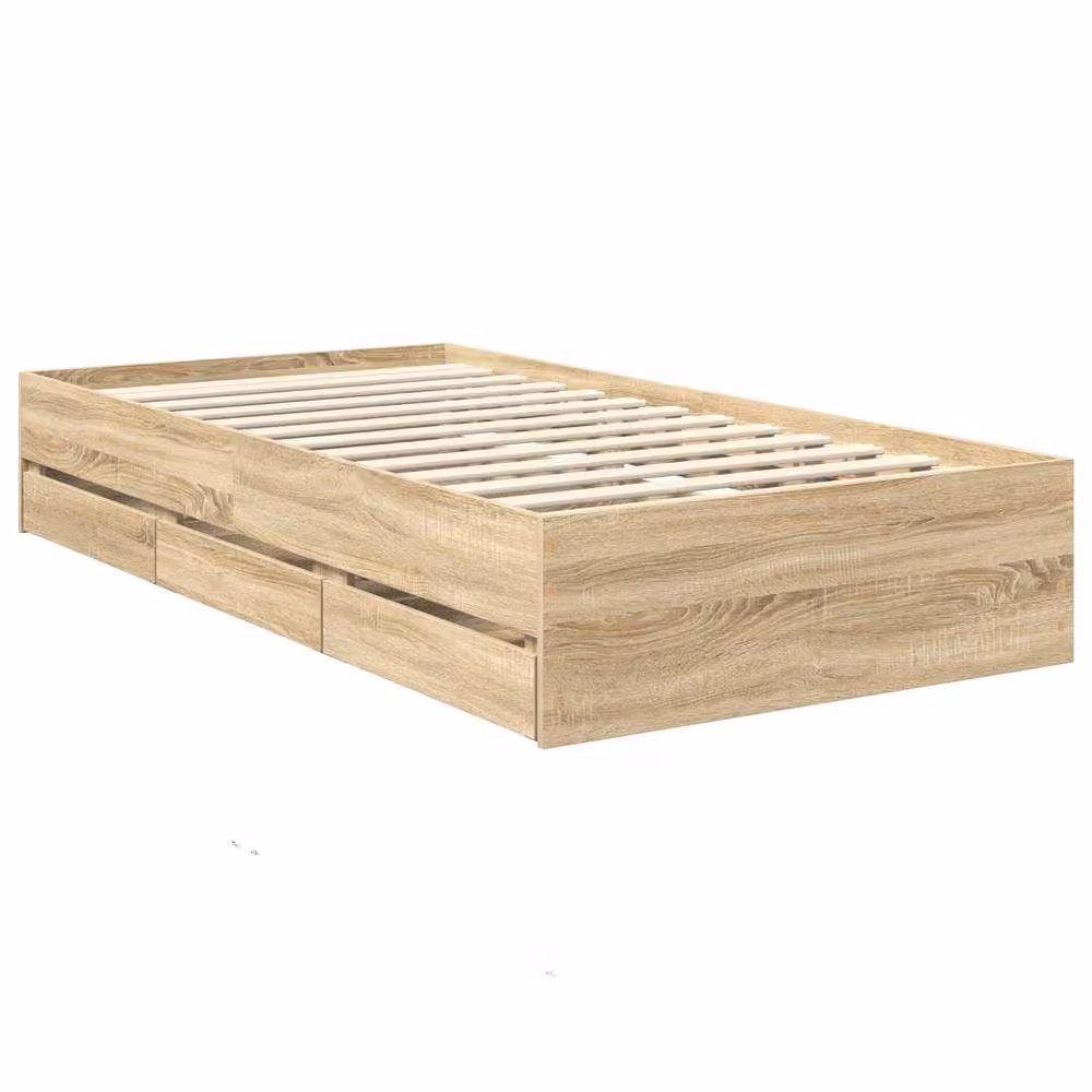 Berkfield Home Sonoma Oak Bed Frame with Drawers, Brown, W: 100 cm, D: 200 cm – 2