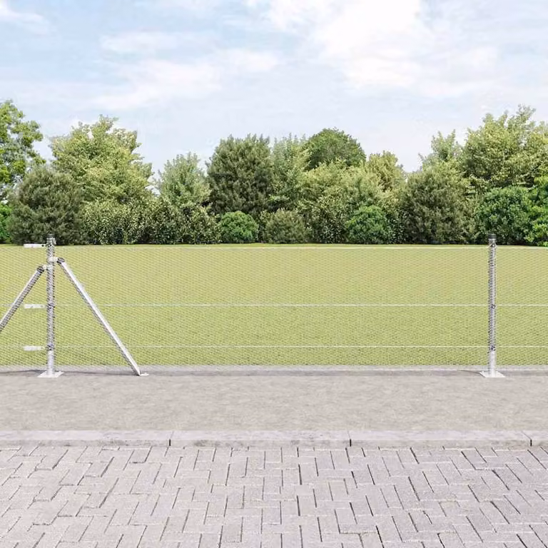 Berkfield Home Silver Galvanised Steel Hexagon Fence, W: 0.4 m, L: 25 m