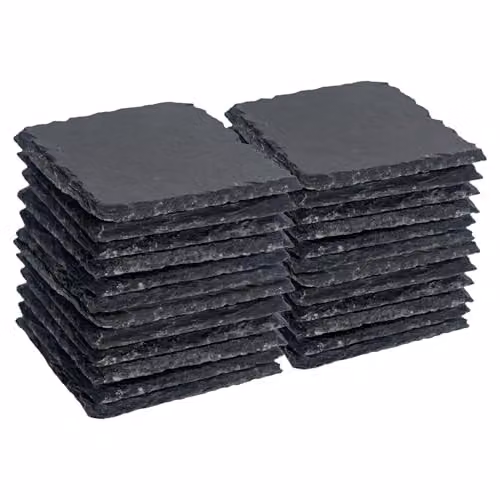 Argon Tableware Set of 24 Square Black Slate Coasters, 10 cm – 1