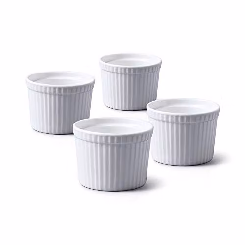 WM Bartleet & Sons Set of 4 White Porcelain Round Deep Ramekins, 7cm Diameter