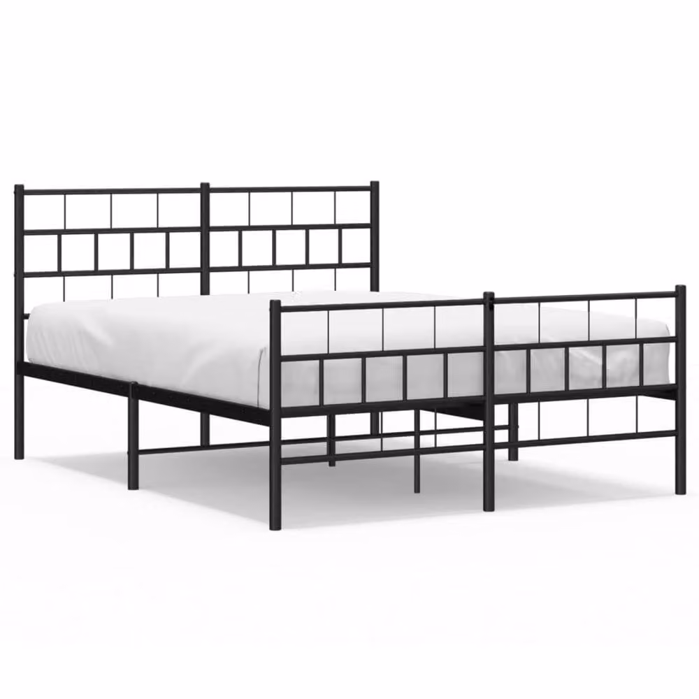 Berkfield Home Metal Bed Frame with Headboard and Footboard, Black, W: 135 cm, L: 190 cm – 2
