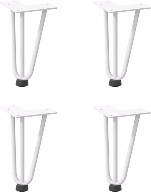 Berkfield Home Hairpin Table Legs, 4 Pieces, White Matt Solid Steel, Height: 20 cm