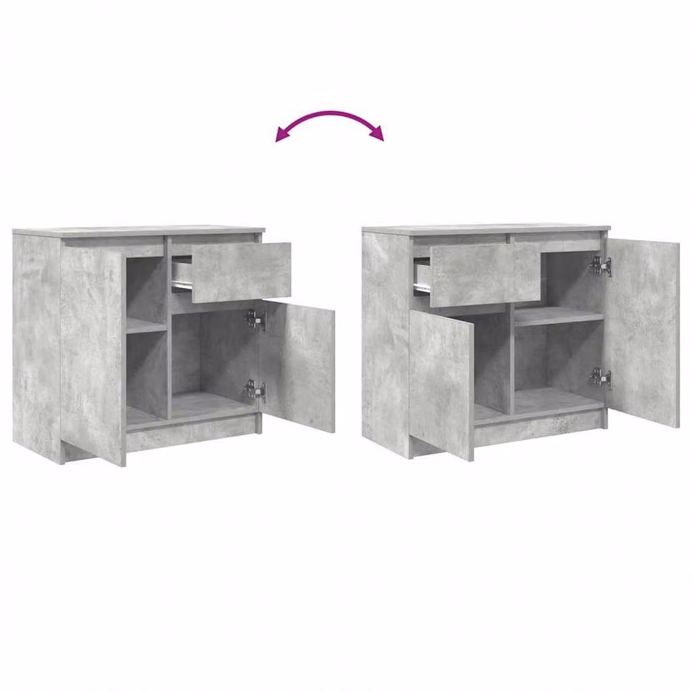Berkfield Home Sideboard with Drawer in Concrete Grey, W/D/H: 71 x 35 x 65 cm – 2