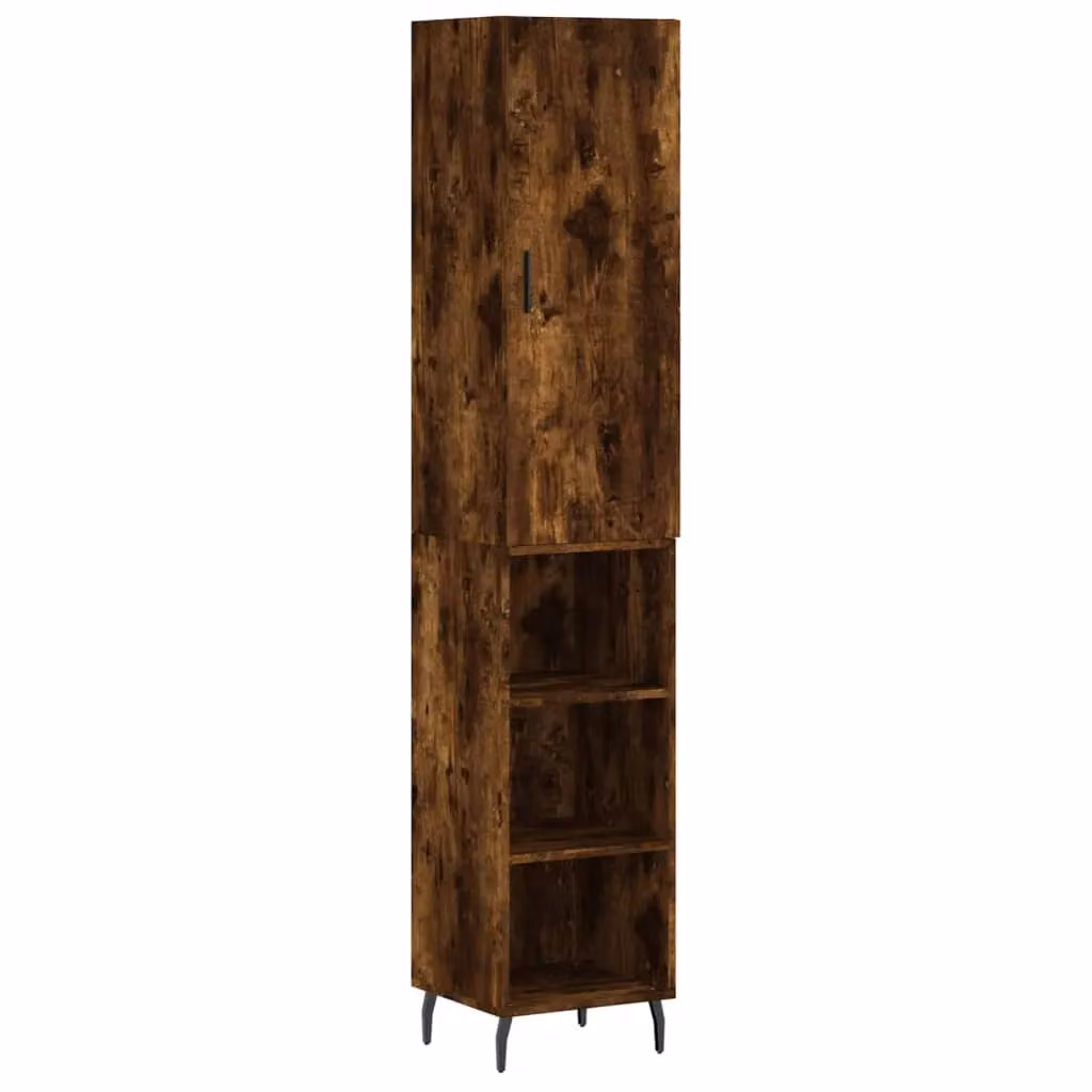 Berkfield Home Smoked Oak Highboard in Brown, W/D/H: 34.0 x 34.5 x 180 cm – 2