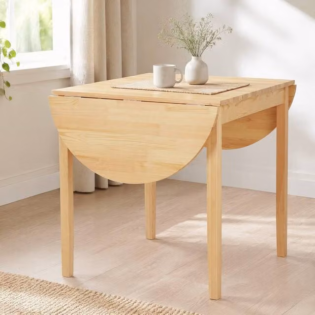 STILVORA Modern Drop-Leaf Dining Table in Light Oak Wood Finish