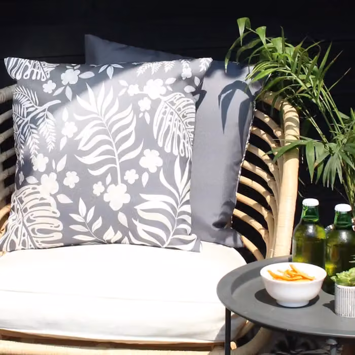 Peggy Wilkins Floral Square Outdoor Cushion in Black, White and Grey, W/D/H: 45 x 45 x 45 cm – 4