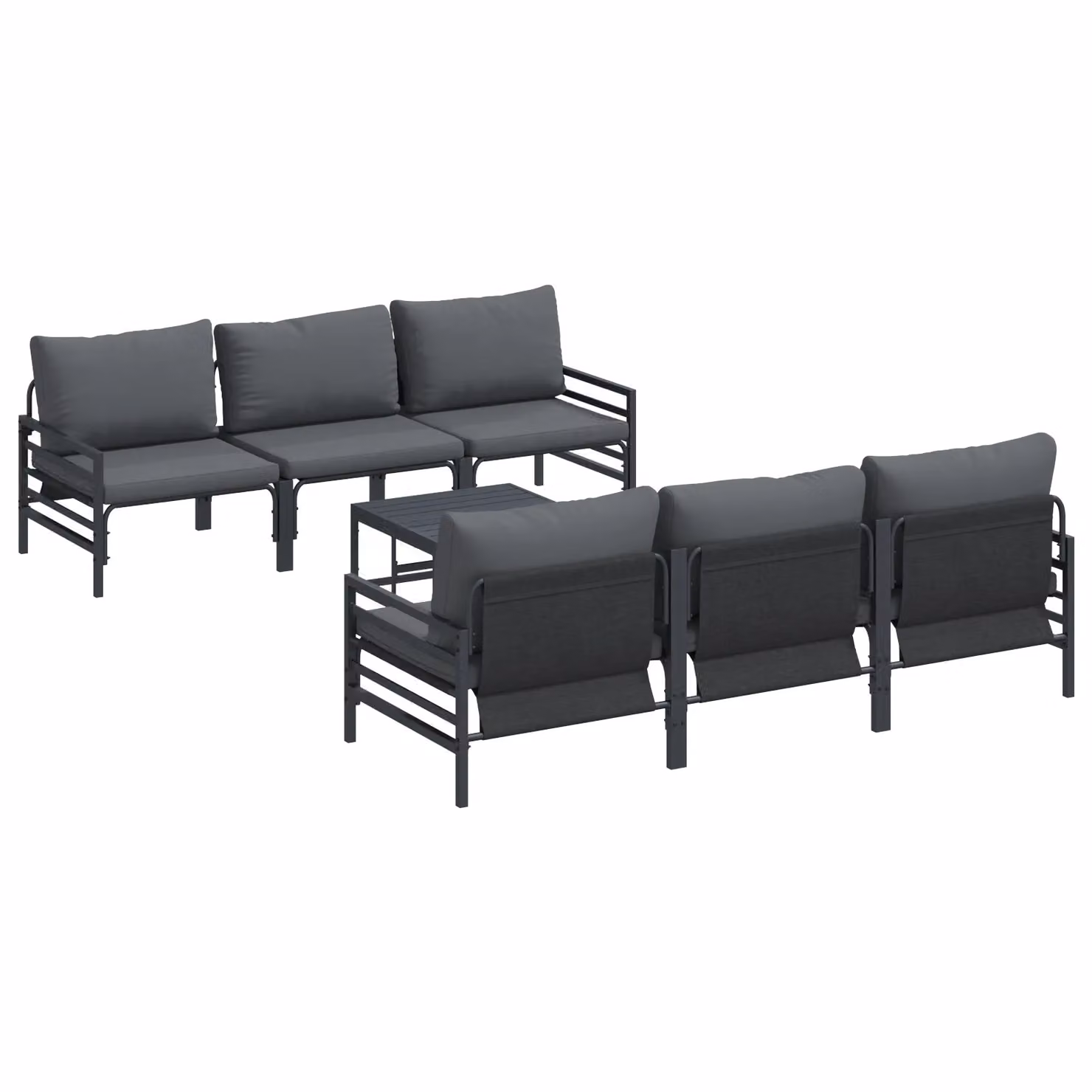 Berkfield Home 7 Piece Anthracite Garden Sofa Set with Powder Coated Steel Frame and UV Resistant Fabric Cushions – 2