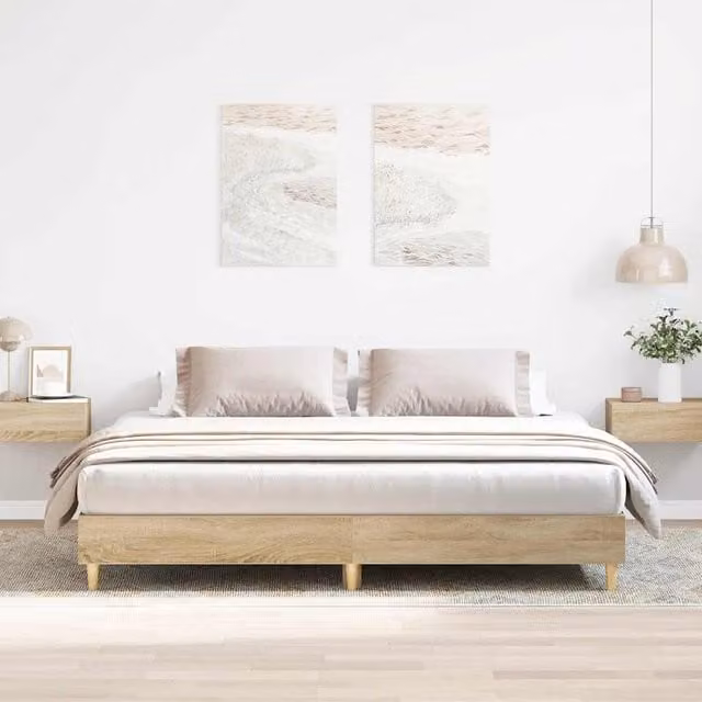 Berkfield Home Sonoma Oak Bed Frame in Brown, Engineered Wood, 200 x 200 cm