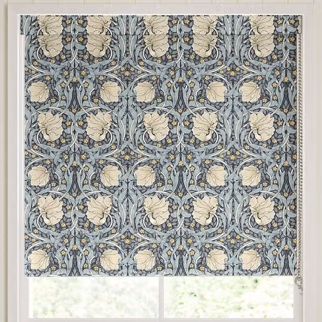 William Morris At Home Pimpernel Translucent Made to Measure Roller Blind in Blue Floral Design