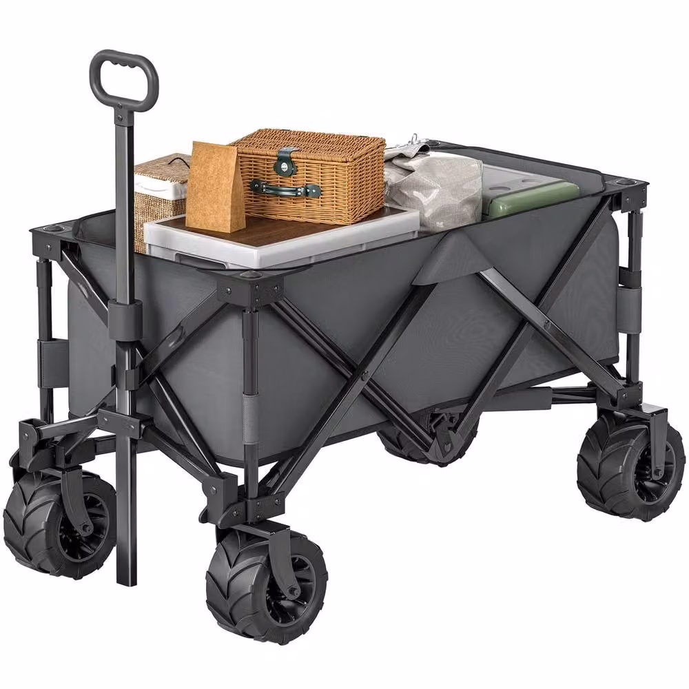 NESTLUNE Folding Outdoor Cargo Wagon Trailer in Dark Grey – 4