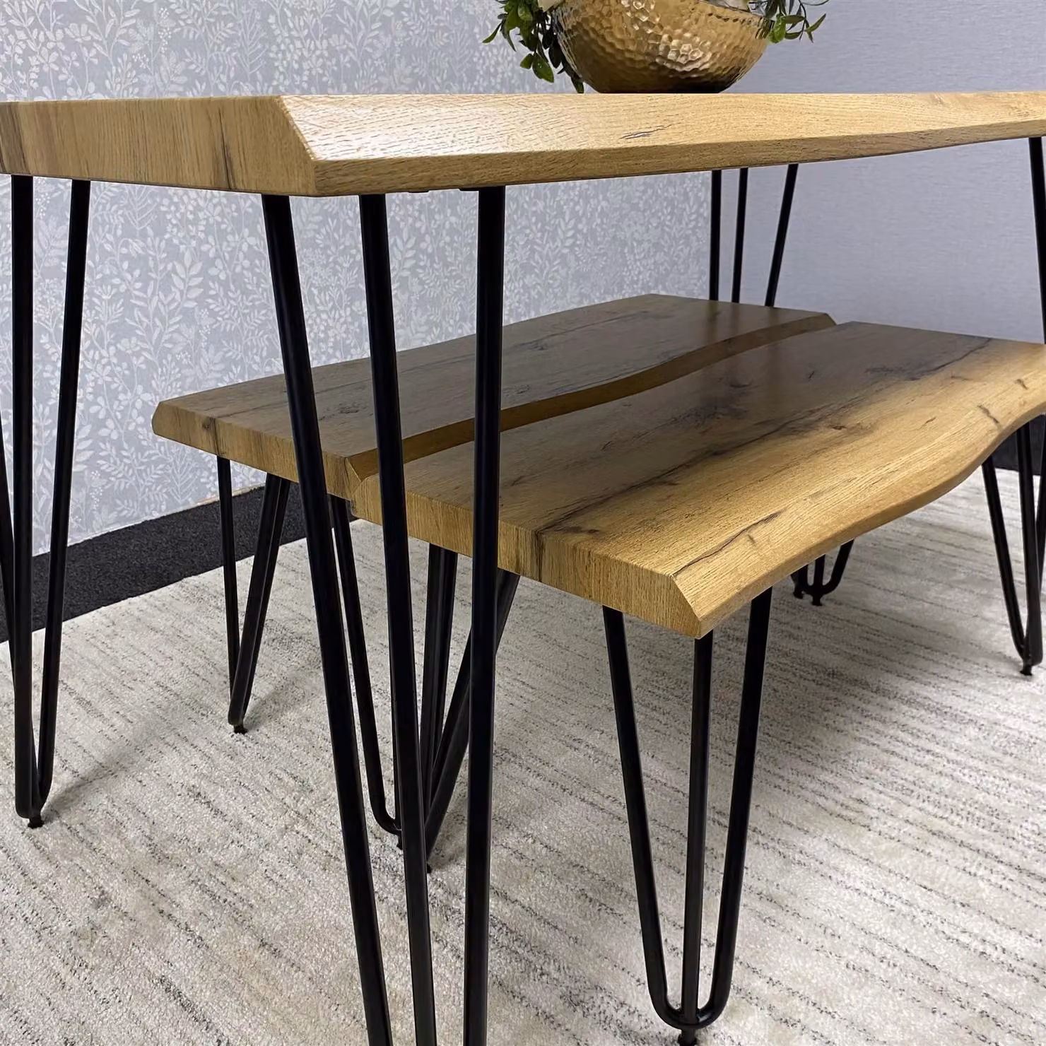 KOSY KOALA Modern Rectangular Dining Table and 2 Benches Set in Brown and Black – 4