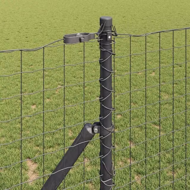 Berkfield Home 52 Pack Grey Galvanised Steel Round Fence Posts, H: 170 cm, Diameter: 32 mm