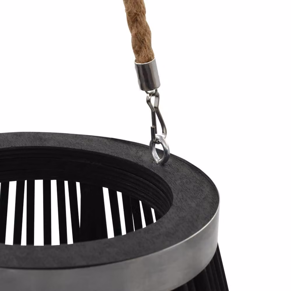 Berkfield Home Hanging Bamboo Candle Lantern Holder, Black, Height: 60 cm – 4