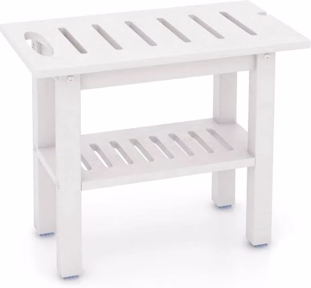 Kelvenix White Shower Bench with Non-Slip Drainage Seat and Hygiene Handle, W/D/H: 55 x 45 x 150 cm