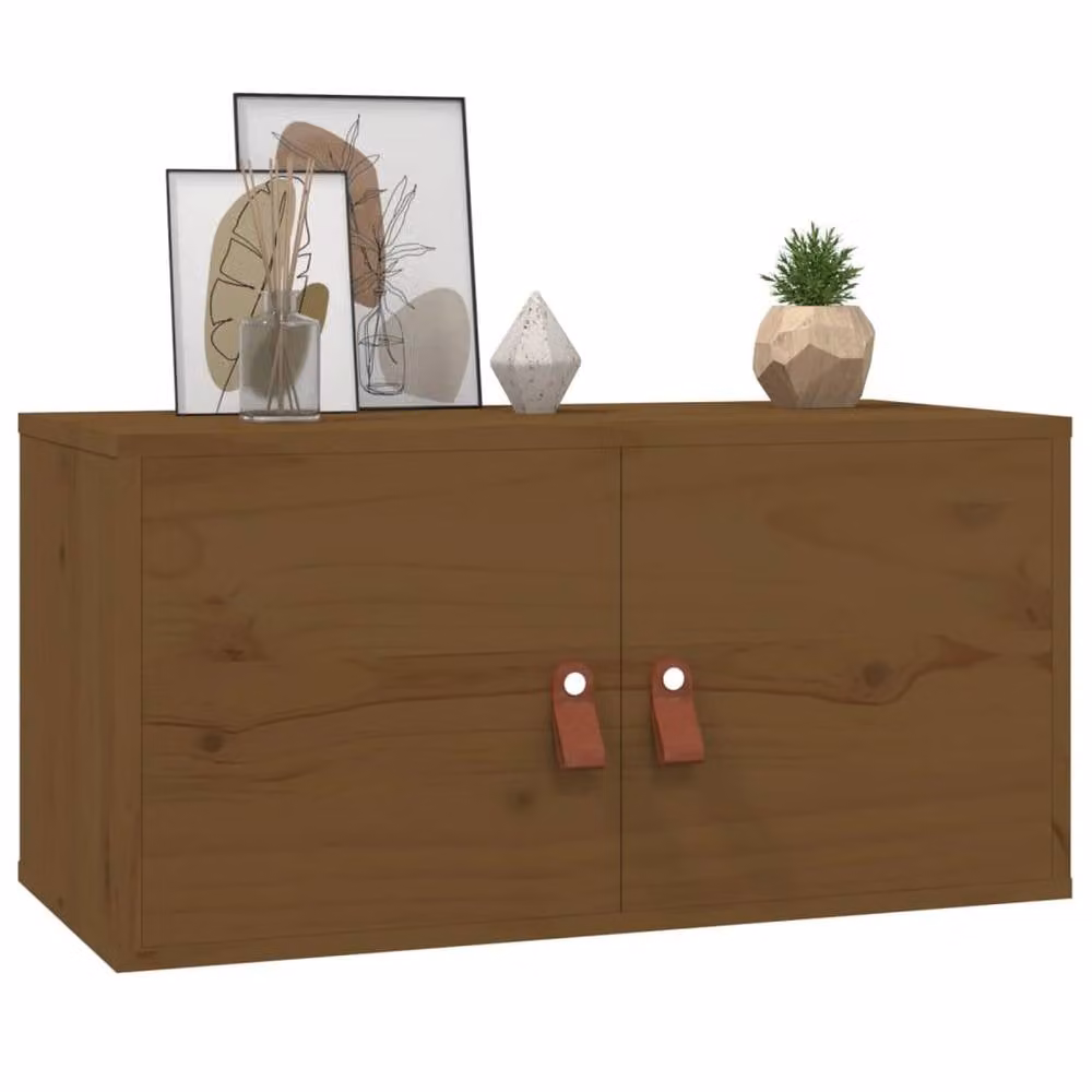 Berkfield Home Set of 2 Wall Mounted Cabinets in Honey Brown Solid Pine Wood, W: 60 cm, D: 30 cm, H: 30 cm – 4
