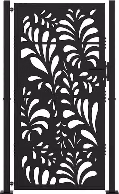 Berkfield Home Beautiful Garden Gate in Black Steel with Wave Design, W: 105 cm, H: 180 cm – 1