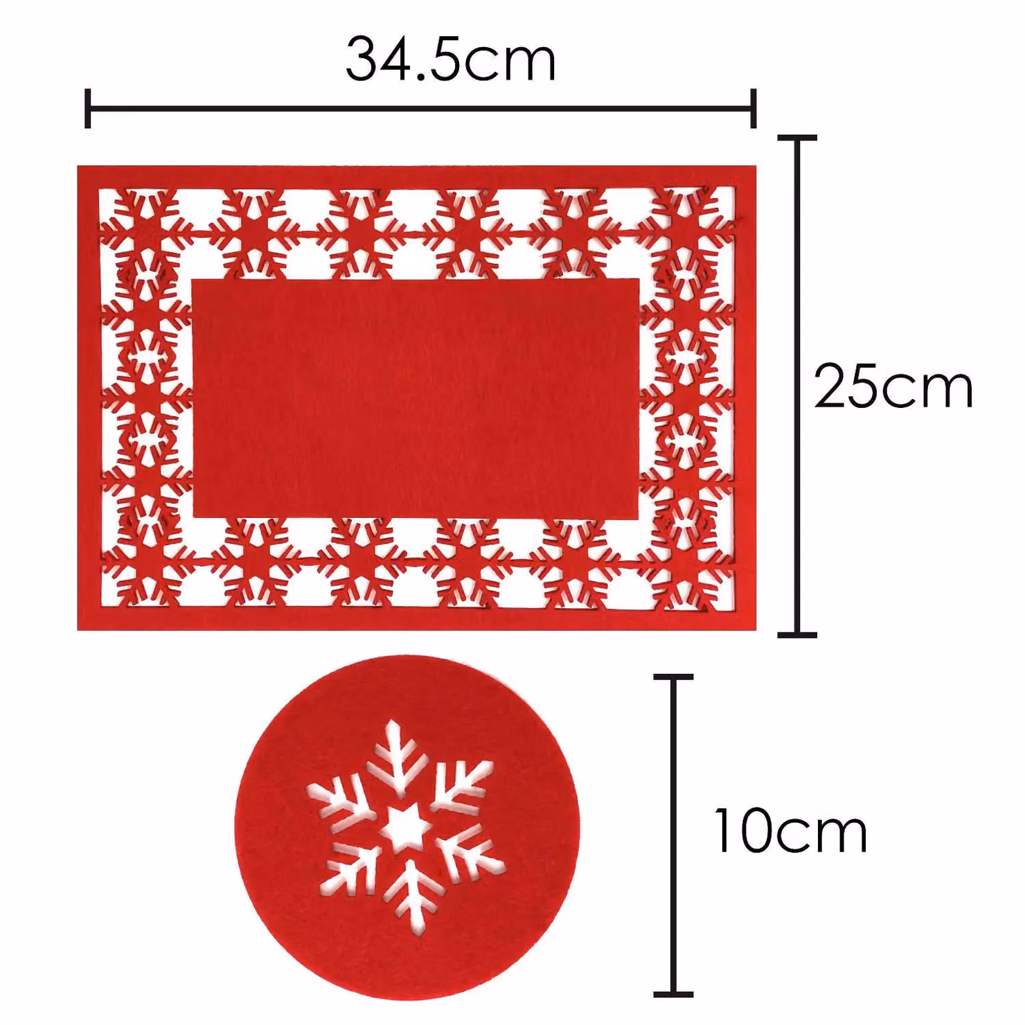 VFM e-Store Red Snowflake Poly Felt Christmas Place Mat Set – 2