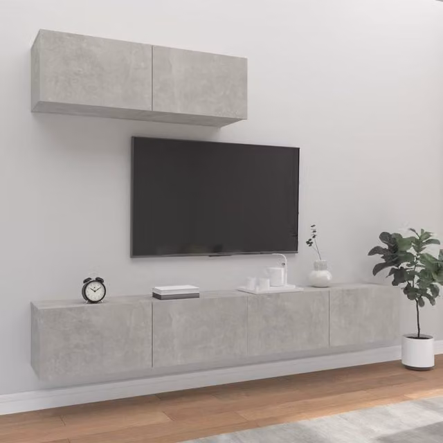 Berkfield Home 3 Piece TV Cabinet Set in Concrete Grey Engineered Wood – 1