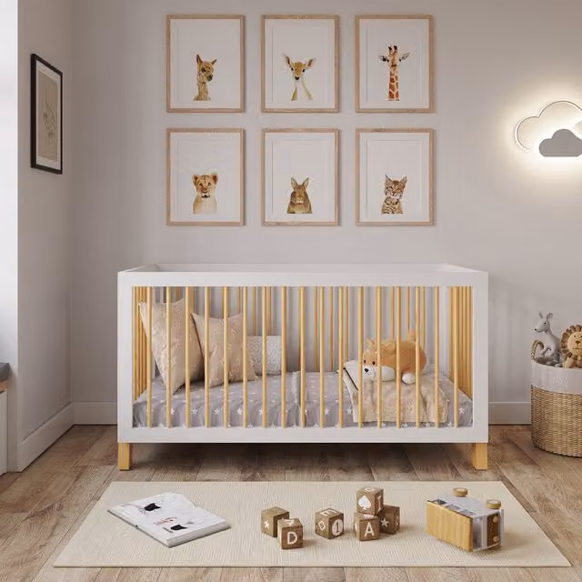Love For Sleep Alexander Cot Bed in White and Anthracite Solid Pine