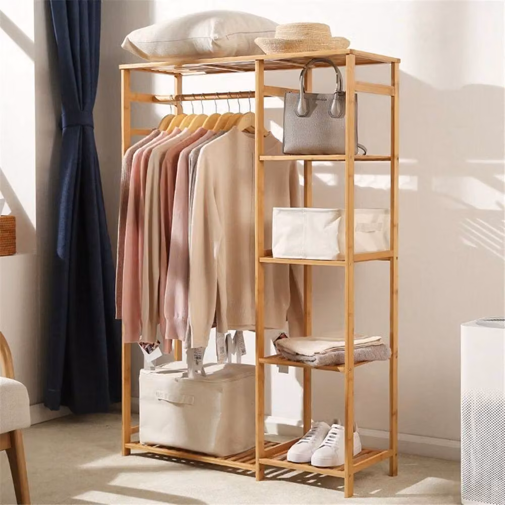KORVIXA Large Bamboo Clothes Rail Rack in Brown – 3