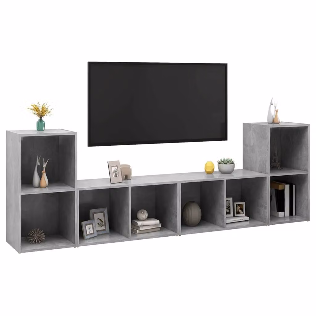 Berkfield Home 4-Piece TV Cabinet Set in Concrete Grey, W/D/H: 72 x 35 x 36.5 cm – 3