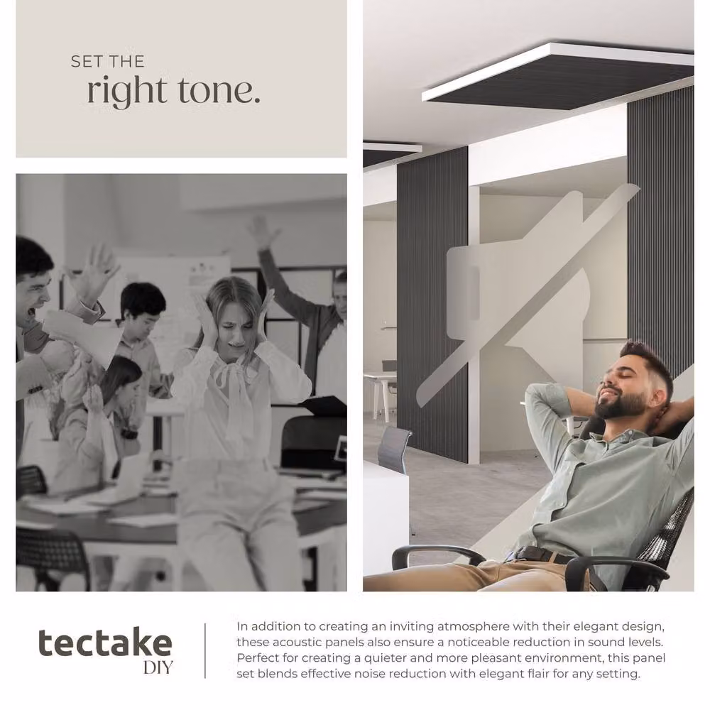 tectake Acoustic Wood Look Wall Panels in Black – 5