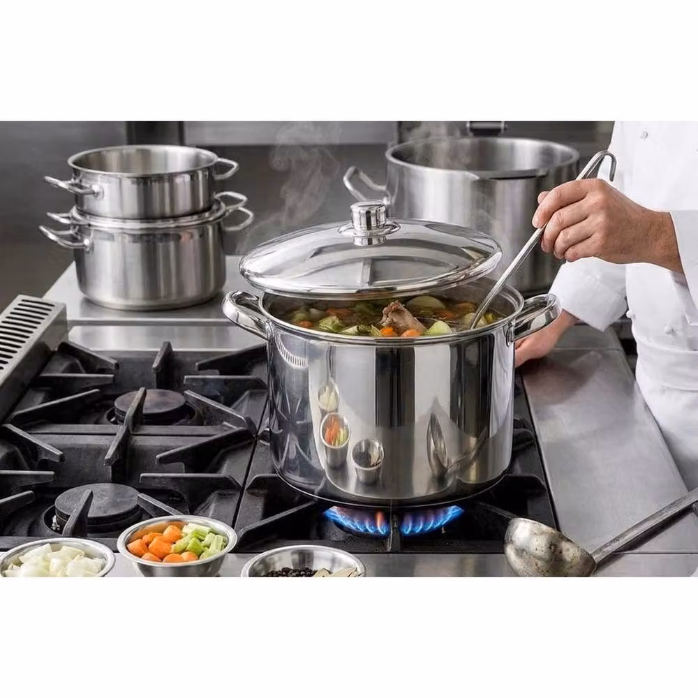VOGREX Steelex Stainless Steel Induction Stock Pot, Silver, 8.4 l, Diameter: 24 cm – 2