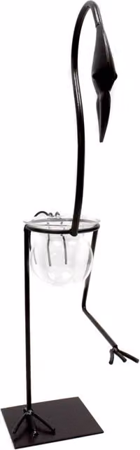 KDMK Tall Flamingo Hydroponic One Pot Stand in Black with Glass and Metal Details
