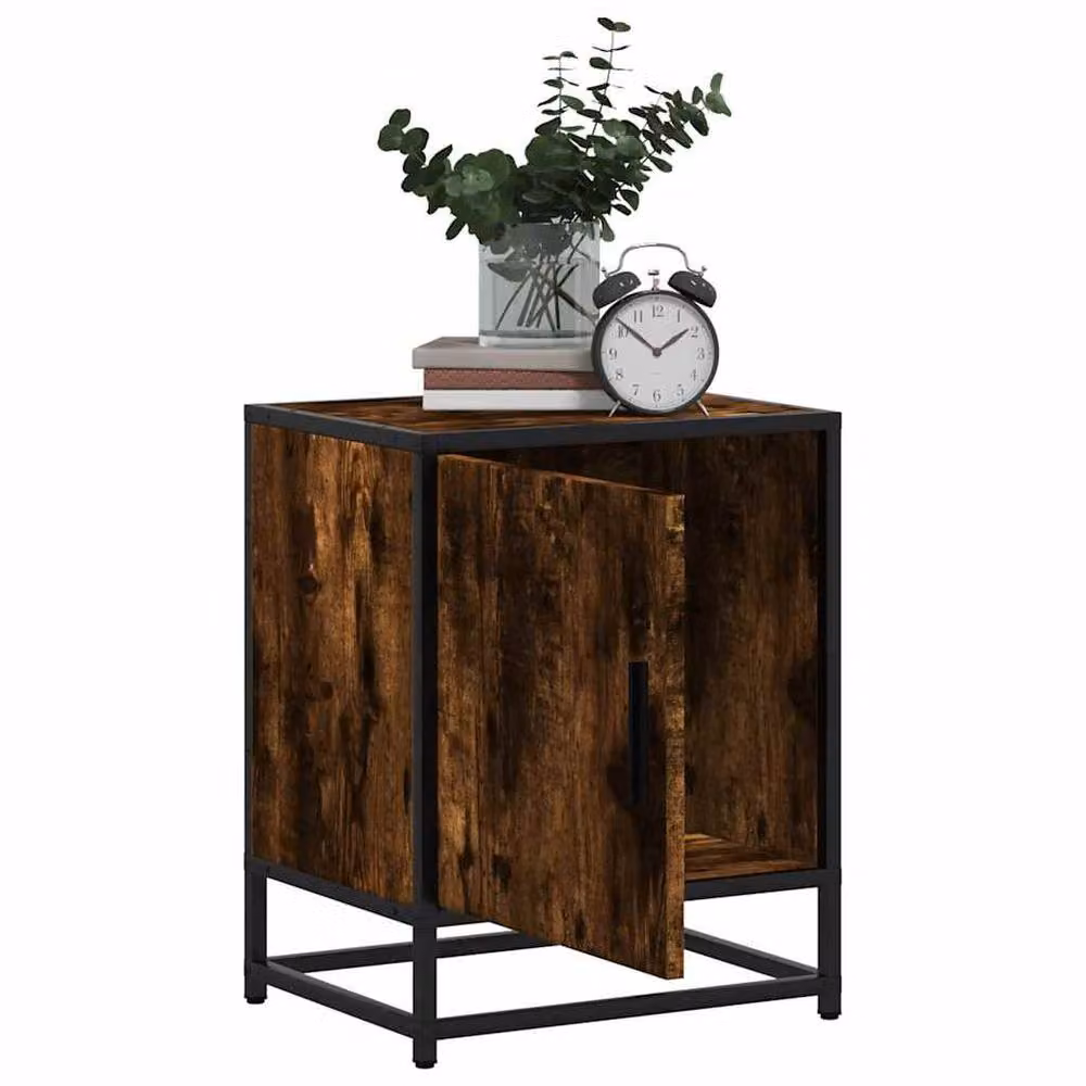 Berkfield Home End Table with Drawer and Door, Brown, W/D/H: 40 x 32 x 46 cm – 4
