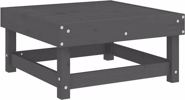 Berkfield Home Beautiful Garden Footstool with Cushion in Grey Solid Pine W/D/H: 60.5 x 60.5 x 30.0 cm – 1