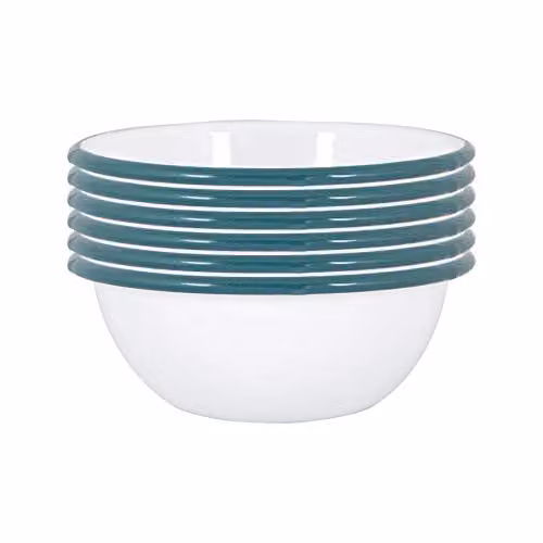 Argon Tableware Green and White Enamel Pasta Bowls, Pack of 6, Diameter: 16 cm