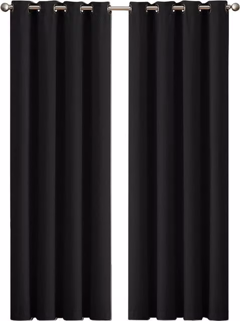 Marlow 2 Pack Blackout Eyelet Curtains, Black, W: 117 cm, H: 183 cm