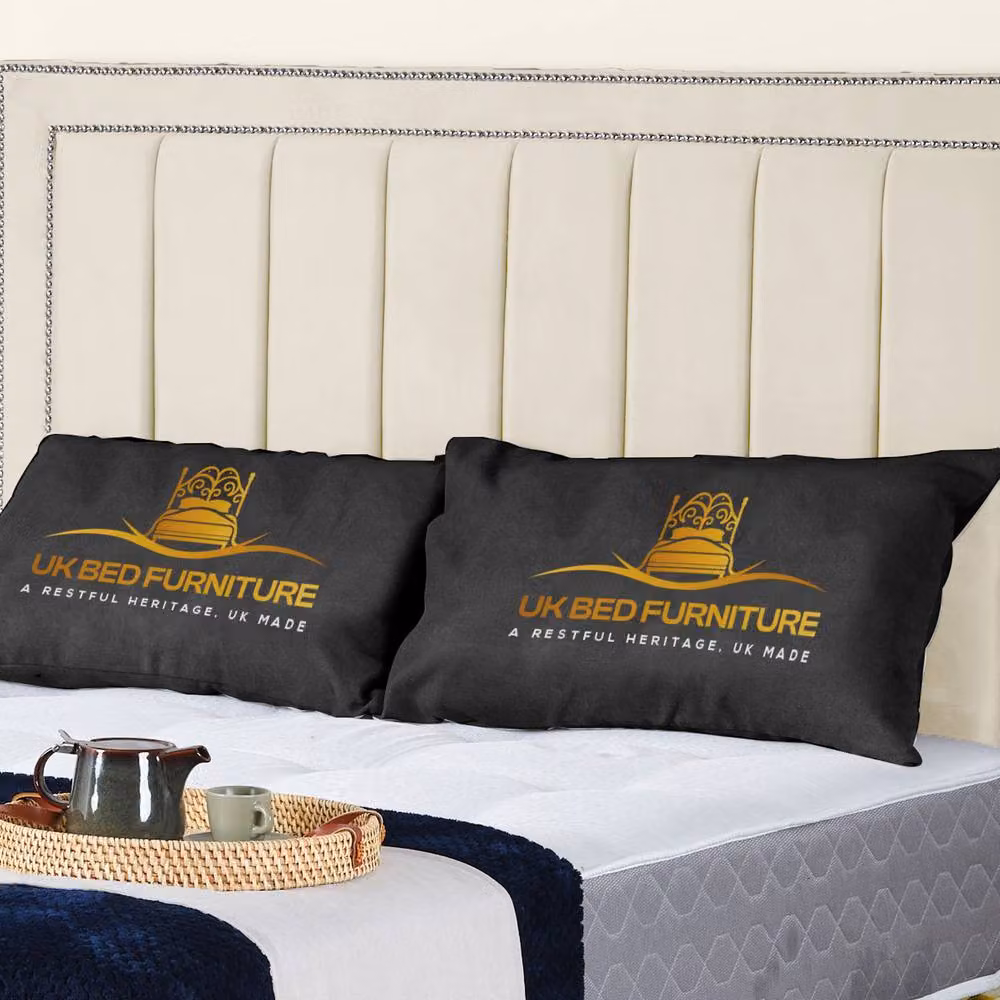 UK Bed Furniture Fiona Upholstered Slatted Base Bed in Beige, W/D/H: 180 x 200 cm – 2
