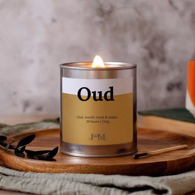 JAAM Oud Crackle Wick Tabletop Candle in Silver – 1