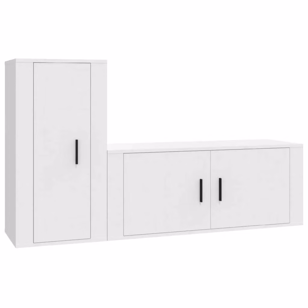 Berkfield Home 2 Piece White Engineered Wood TV Cabinet Set with Media Compartments – 2