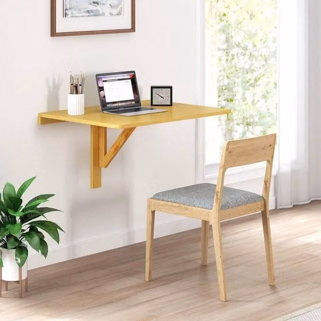 KORVIXA Folding Floating Laptop Desk in Natural Wood, Width: 100 cm