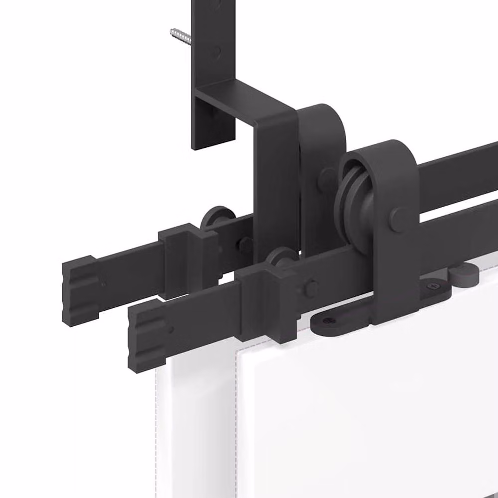 Berkfield Home Sliding Door Hardware Kit, Black Steel, 183 cm – 2