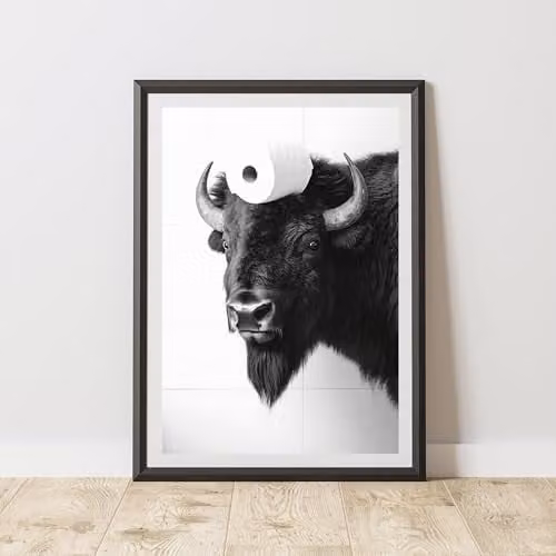 60 Second Makeover Bison Toilet Roll Animal Print Paper Poster, A3
