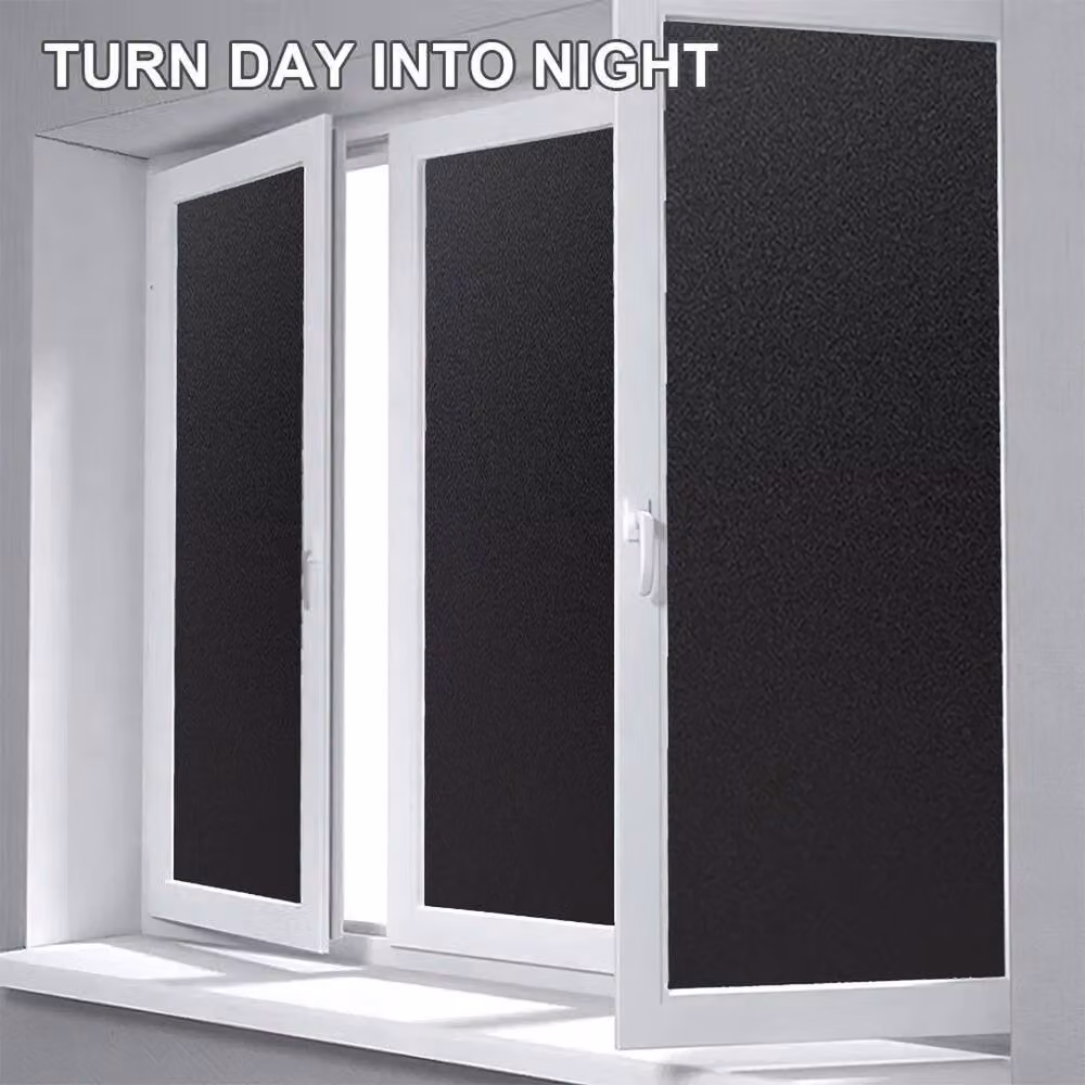 NESTLUNE Blackout Window Film in Black for Privacy and 100% Light Blocking, Self-Adhesive, W: 100 cm, H: 15 cm – 2