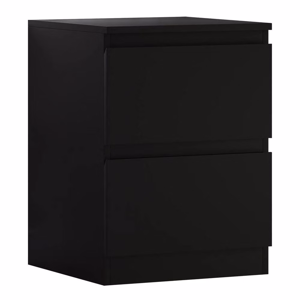 NESTLUNE Modern 2 Drawer Bedside Table in Matt Black – 4