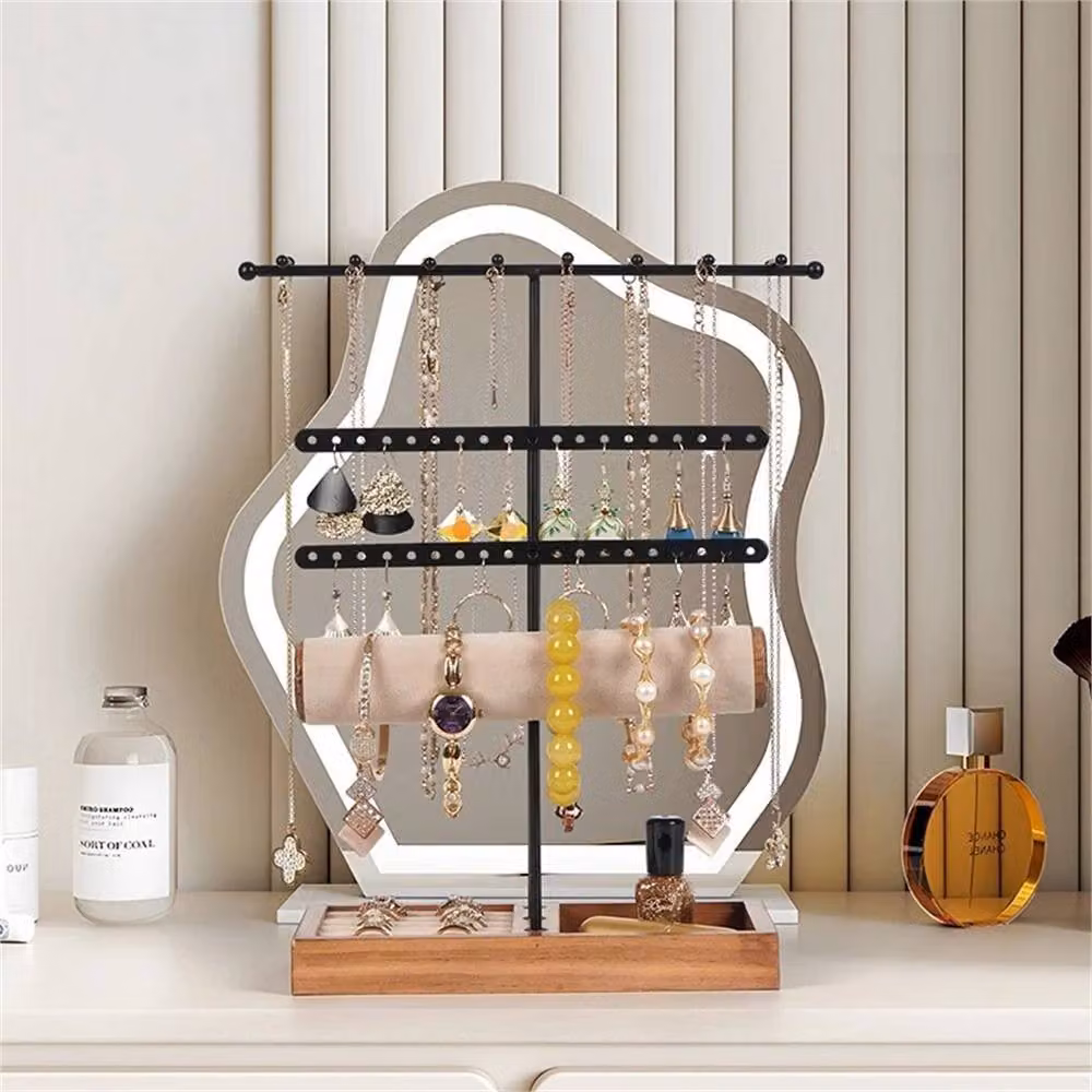 Nordara Rotating Multi-Tier Wood Jewelry Stand and Organizer Tray in Black – 2