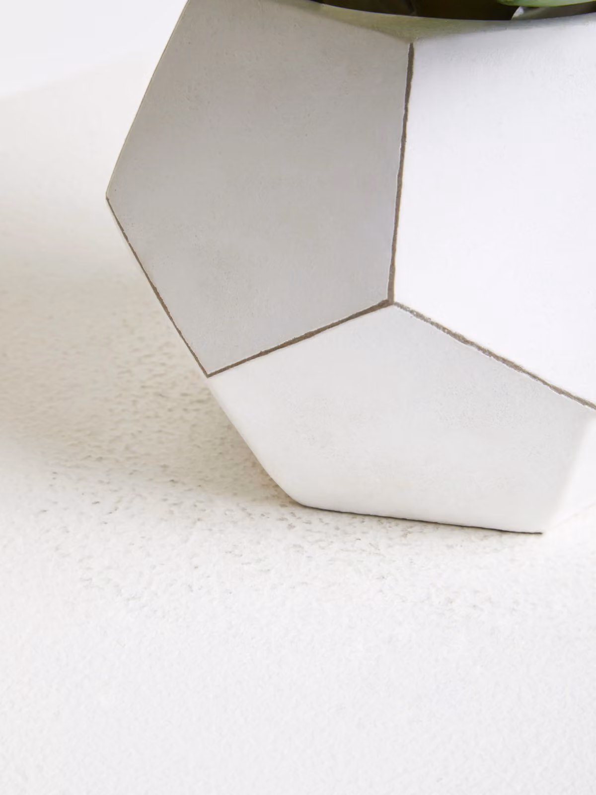 Orsina Fiori White Geometric Concrete Pot with Green Artificial Succulent Tabletop Plant – 2