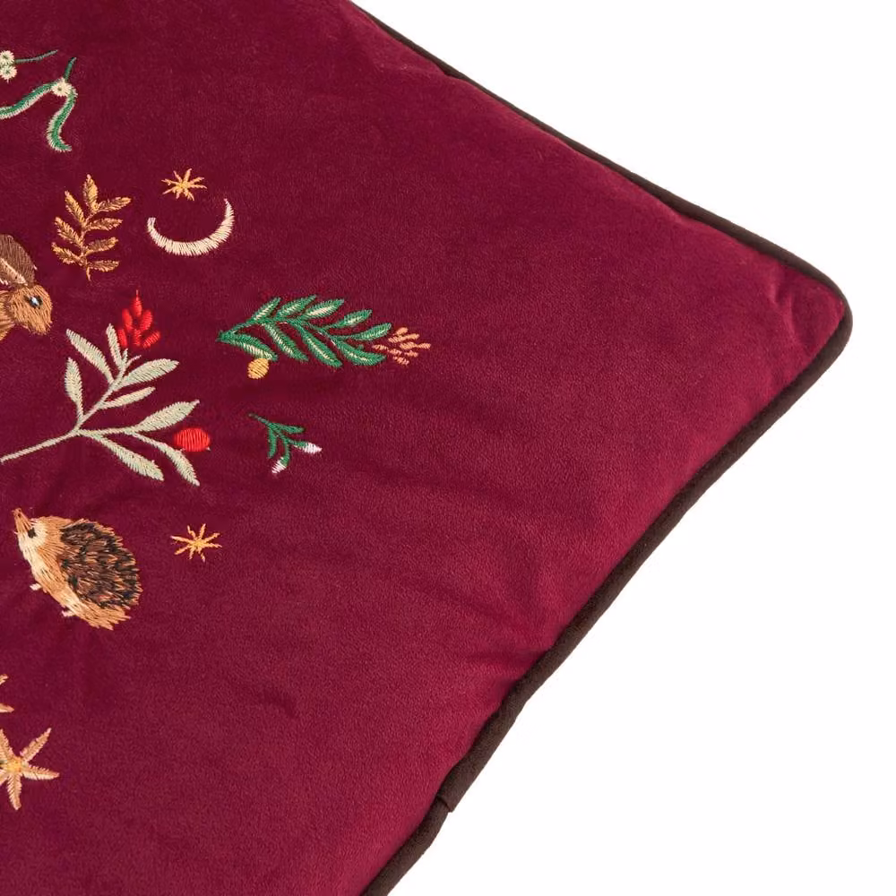 furn Berry Woods Red Velvet Square Cushion, W/D/H: 45 x 45 x 45 cm – 2