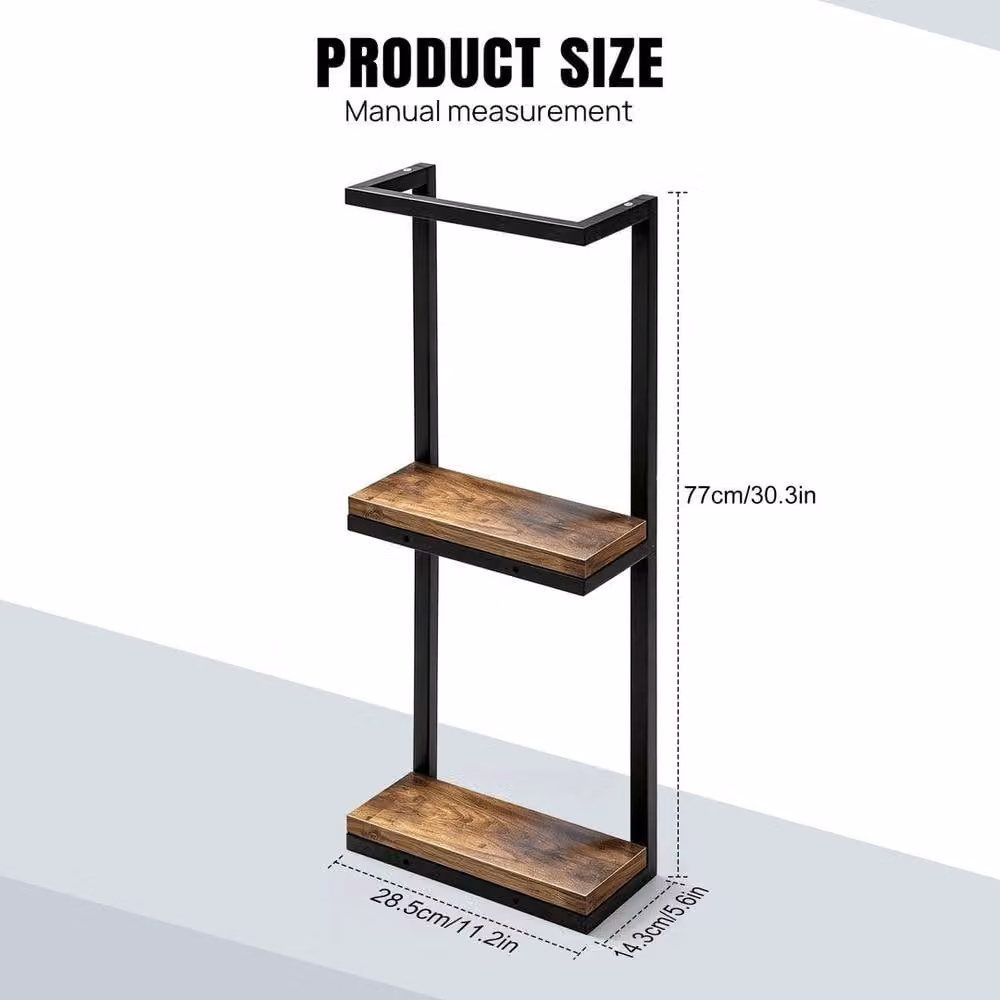 KORVIXA Wall Mounted Black Metal Towel Rack for Bathroom, W: 60 cm, H: 75 cm – 1