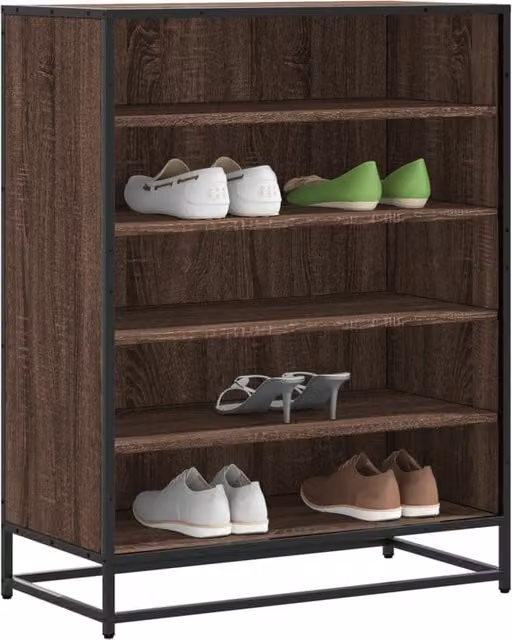 Berkfield Home Industrial Shoe Cabinet in Brown Oak, W/D/H: 75 x 38 x 97.5 cm