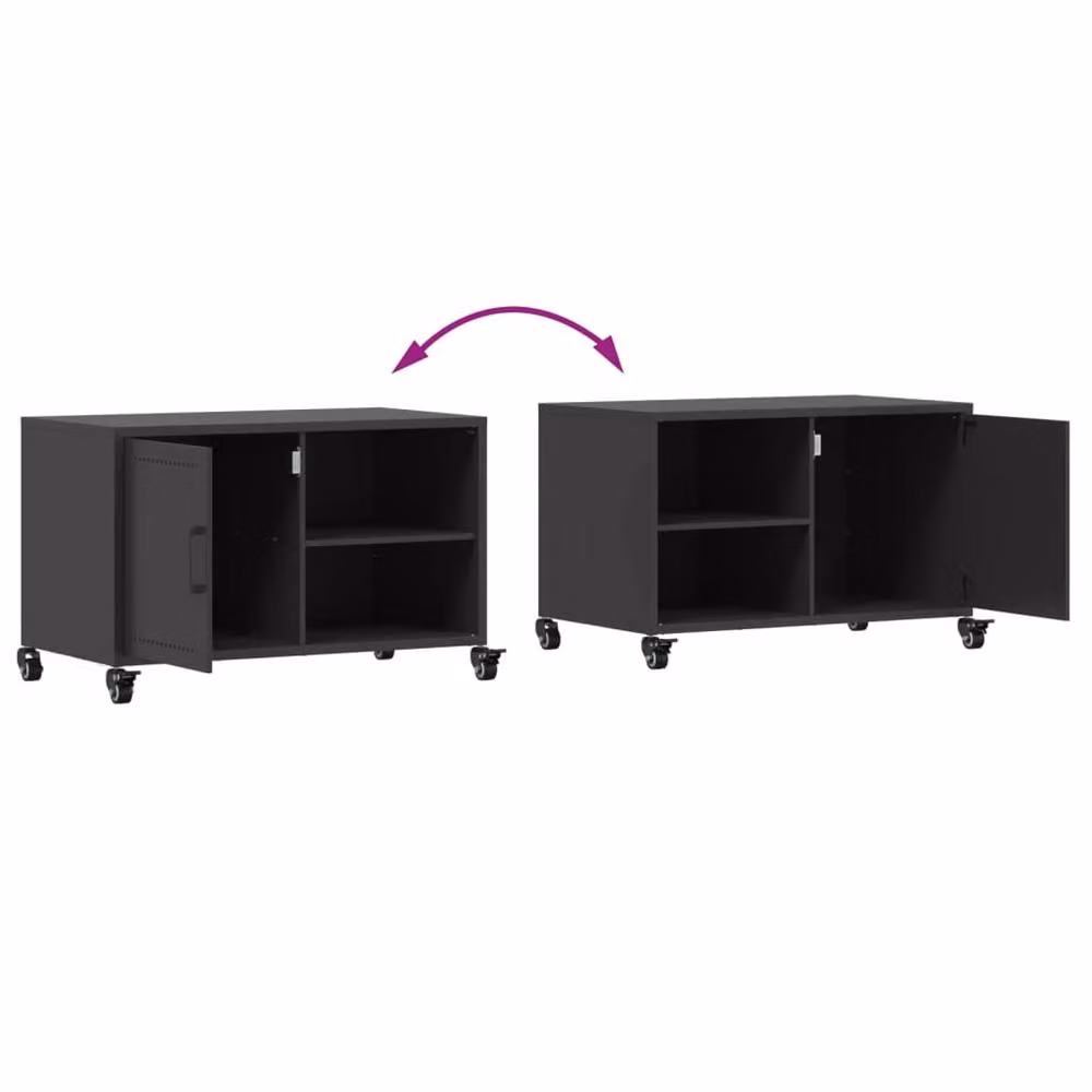 Berkfield Home TV Cabinet in Black Metal, W: 68 cm, D: 39 cm, H: 43.5 cm – 5