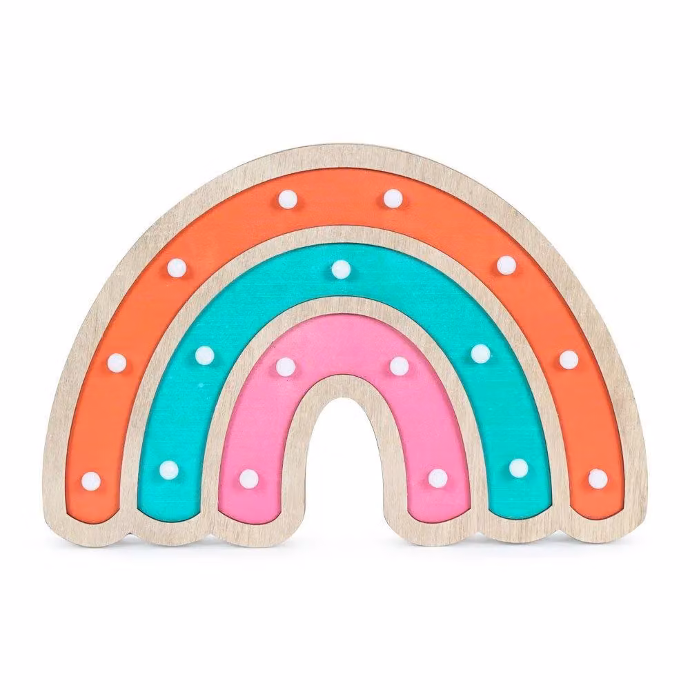 ValueLights Multicolour Wooden Rainbow Battery Powered Kids Wall or Table Lamp – 2