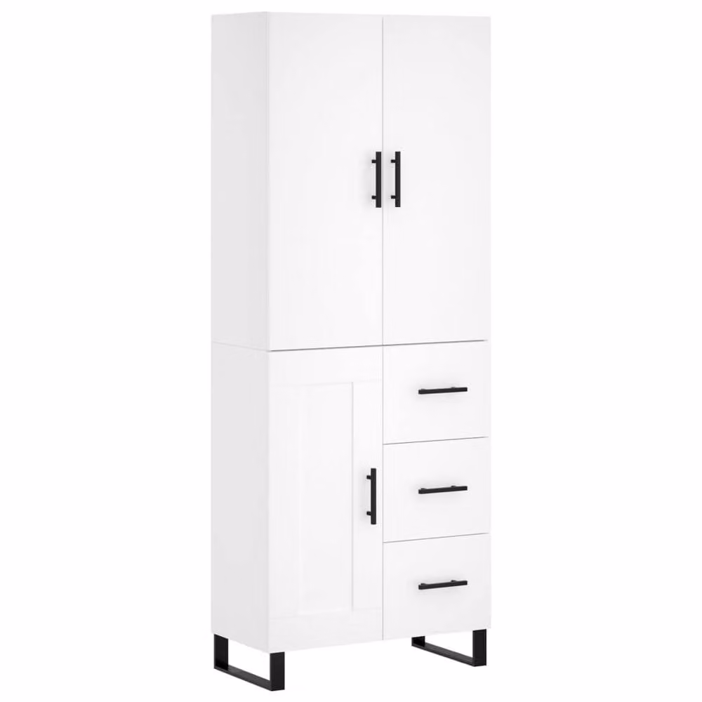 Berkfield Home Modern White Highboard with Hinged Doors and Internal Shelves, W: 69.5 cm, D: 34 cm, H: 180 cm – 2