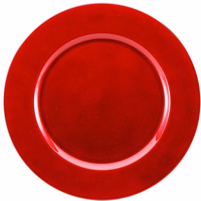 Simpa Set of 6 Red Plastic Charger Plates, 33 cm Diameter – 2